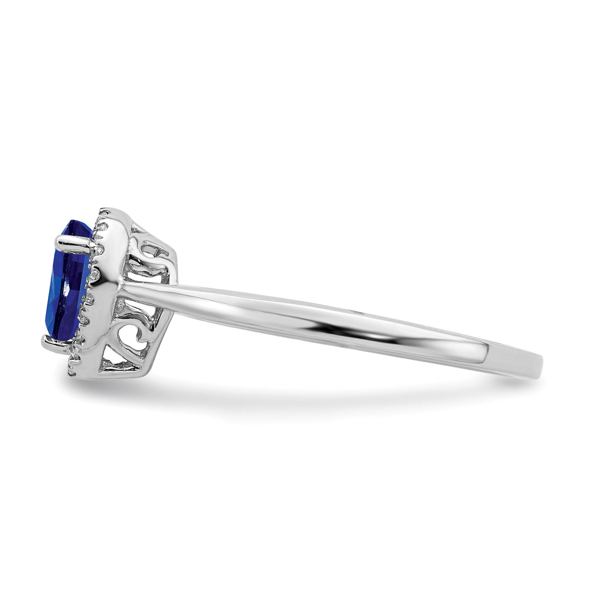 14k White Gold Pear Sapphire and Diamond Halo Ring-RM7237