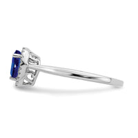 14k White Gold Pear Sapphire and Diamond Halo Ring-RM7237