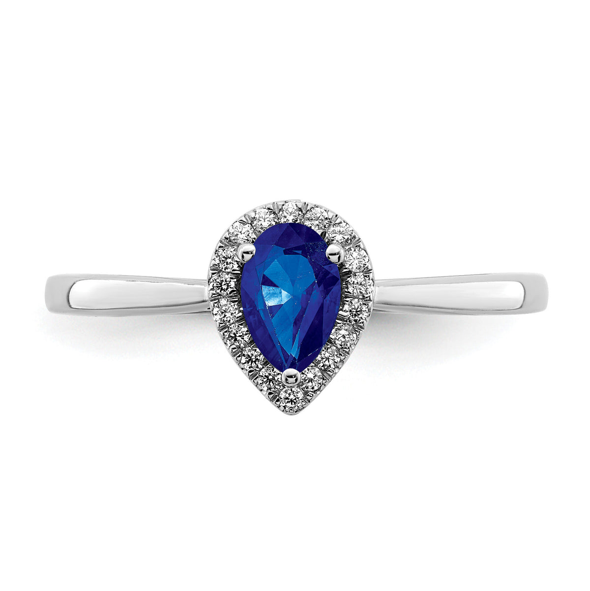 14k White Gold Pear Sapphire and Diamond Halo Ring-RM7237