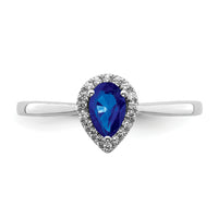 14k White Gold Pear Sapphire and Diamond Halo Ring-RM7237