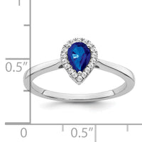 14k White Gold Pear Sapphire and Diamond Halo Ring-RM7237