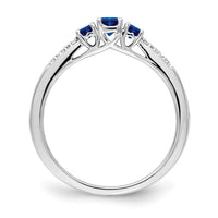 14k White Gold Sapphire and Diamond 3-stone Ring-RM7238