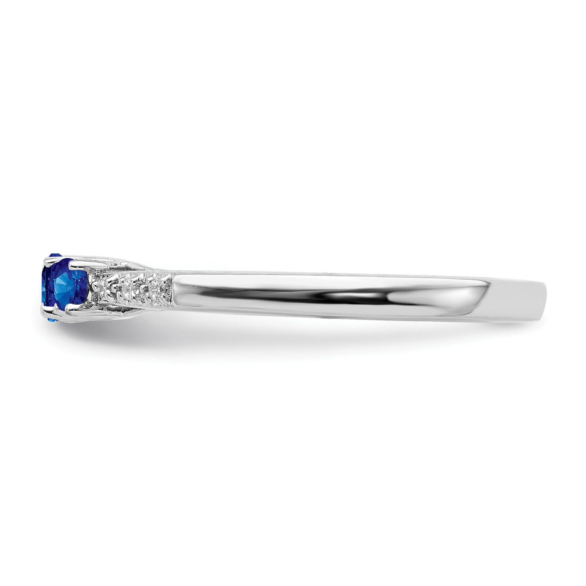 14k White Gold Sapphire and Diamond 3-stone Ring-RM7238