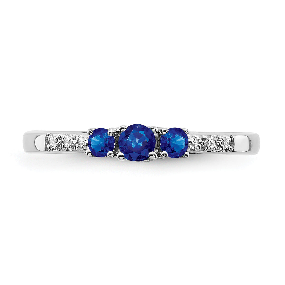 14k White Gold Sapphire and Diamond 3-stone Ring-RM7238