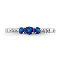 14k White Gold Sapphire and Diamond 3-stone Ring-RM7238