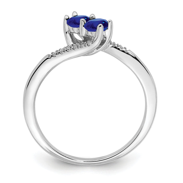 14k White Gold Sapphire and Diamond 2-stone Bypass Ring-RM7239