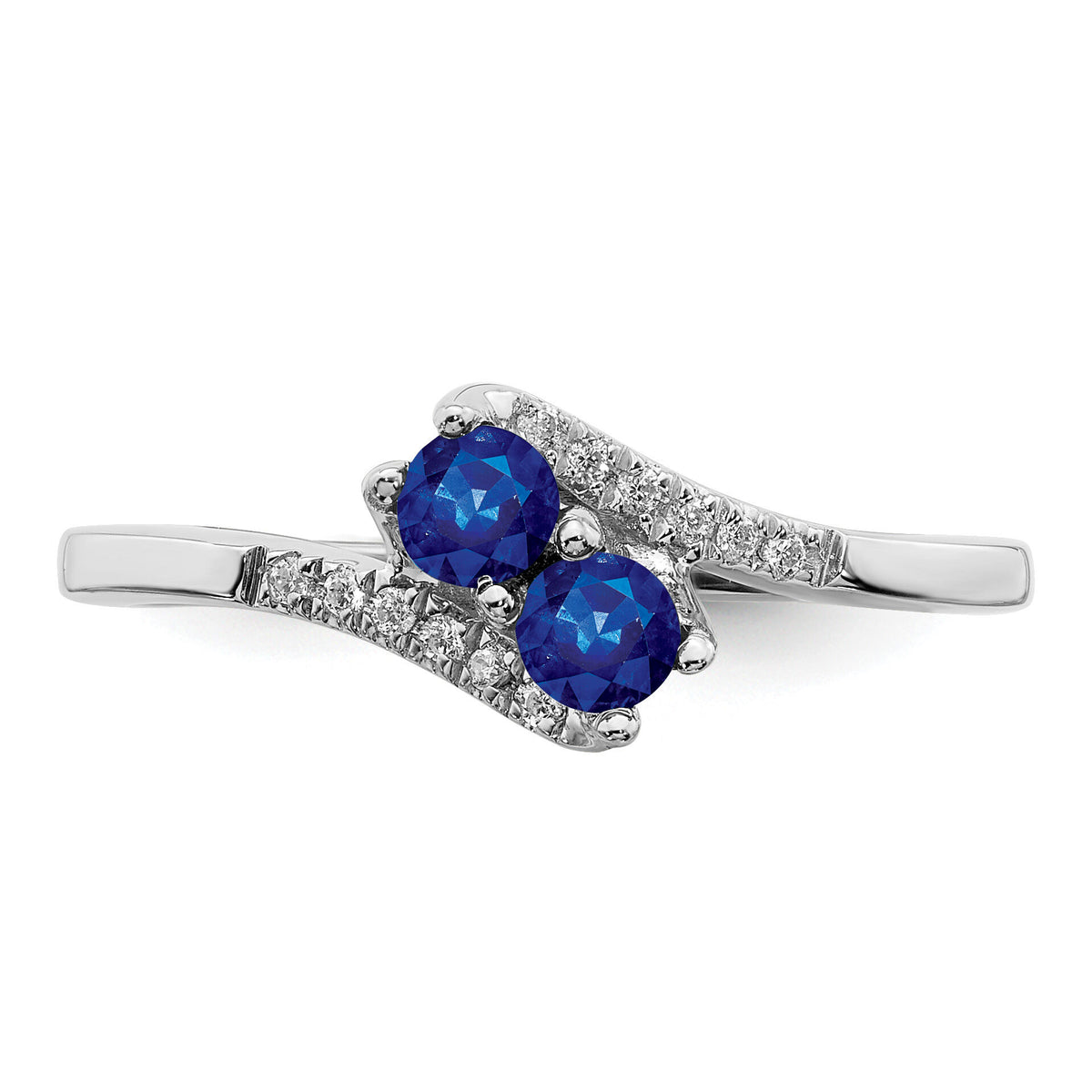 14k White Gold Sapphire and Diamond 2-stone Bypass Ring-RM7239