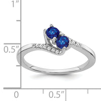 14k White Gold Sapphire and Diamond 2-stone Bypass Ring-RM7239