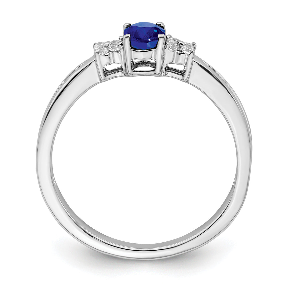 14k White Gold Oval Sapphire and Diamond Ring-RM7240