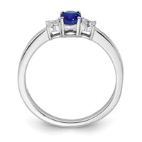 14k White Gold Oval Sapphire and Diamond Ring-RM7240