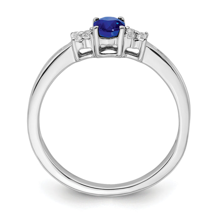 14k White Gold Oval Sapphire and Diamond Ring-RM7240