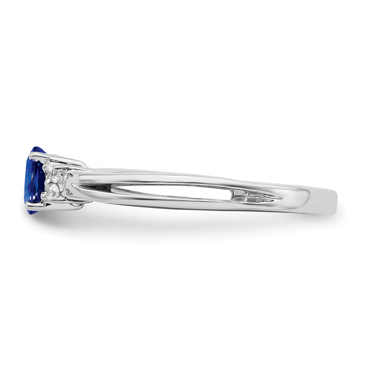 14k White Gold Oval Sapphire and Diamond Ring-RM7240