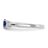 14k White Gold Oval Sapphire and Diamond Ring-RM7240