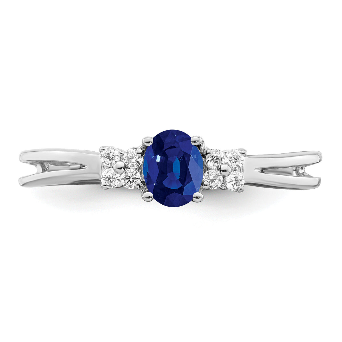 14k White Gold Oval Sapphire and Diamond Ring-RM7240