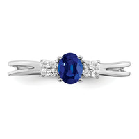 14k White Gold Oval Sapphire and Diamond Ring-RM7240