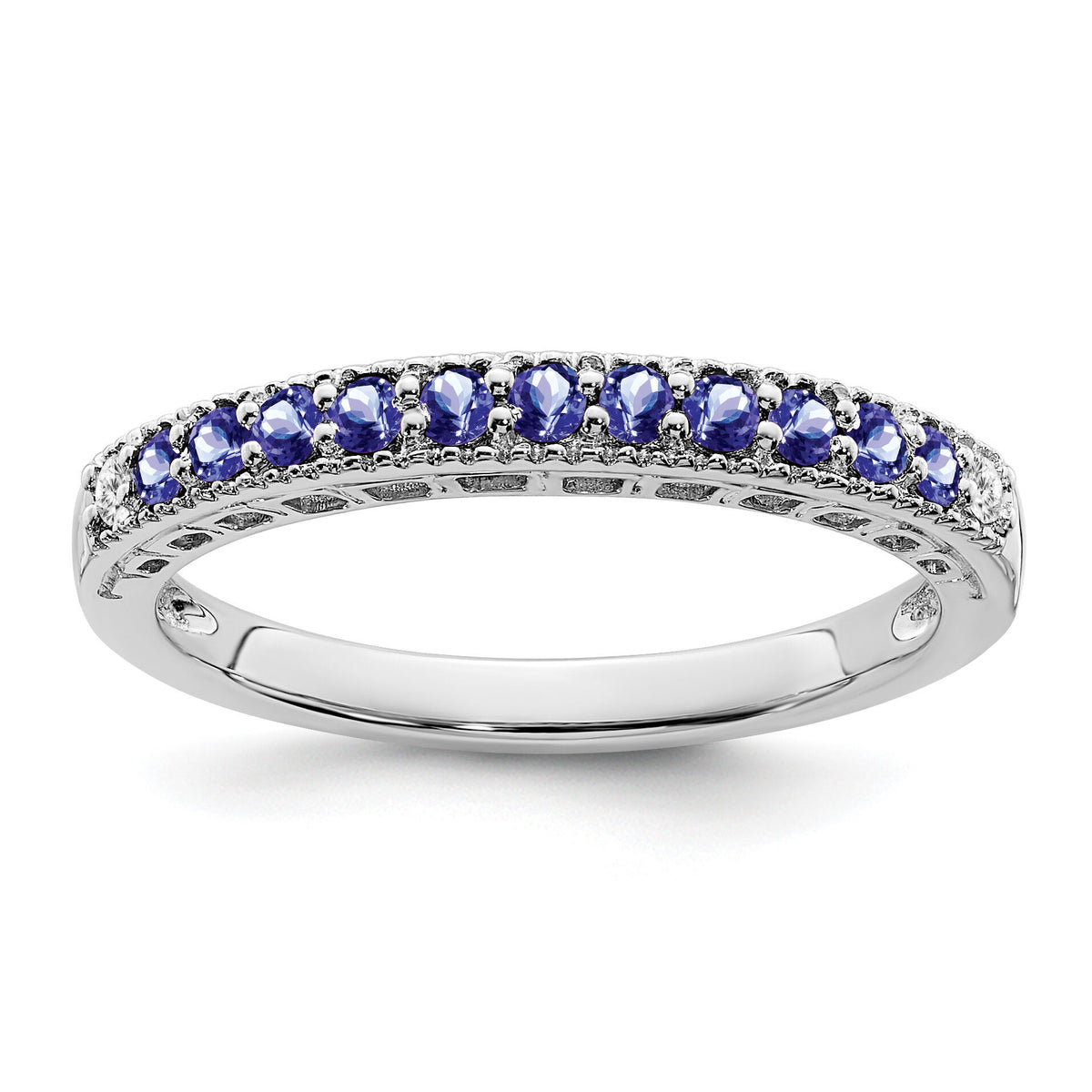 14k White Gold Tanzanite and Diamond Band-RM7244