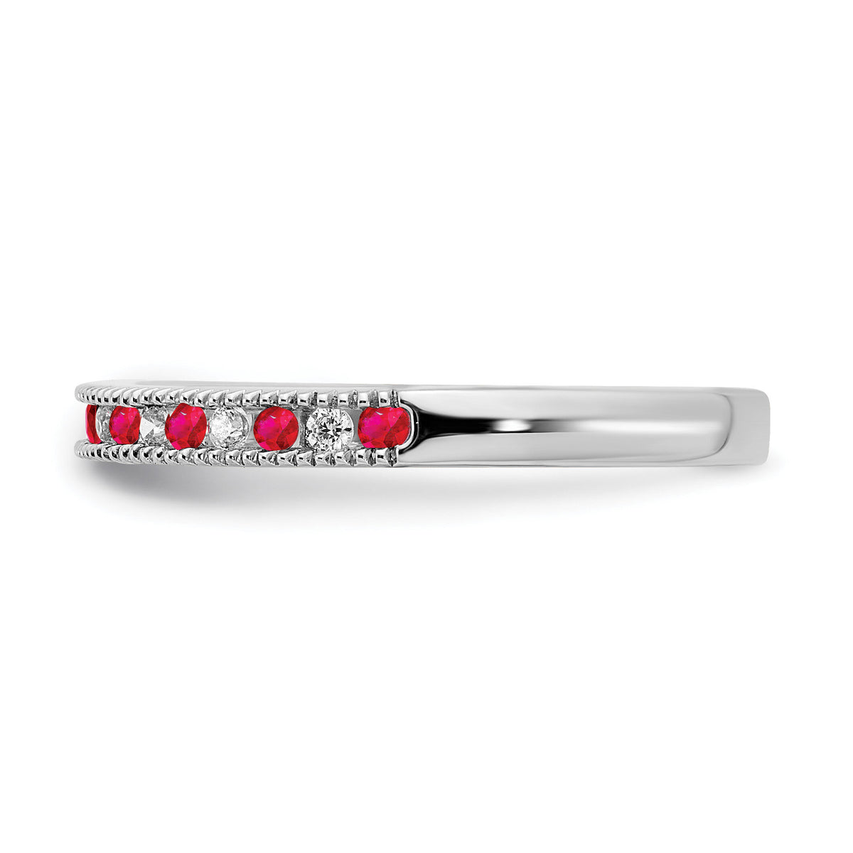 14k White Gold Ruby and Diamond Band-RM7245