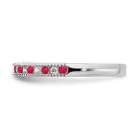 14k White Gold Ruby and Diamond Band-RM7245