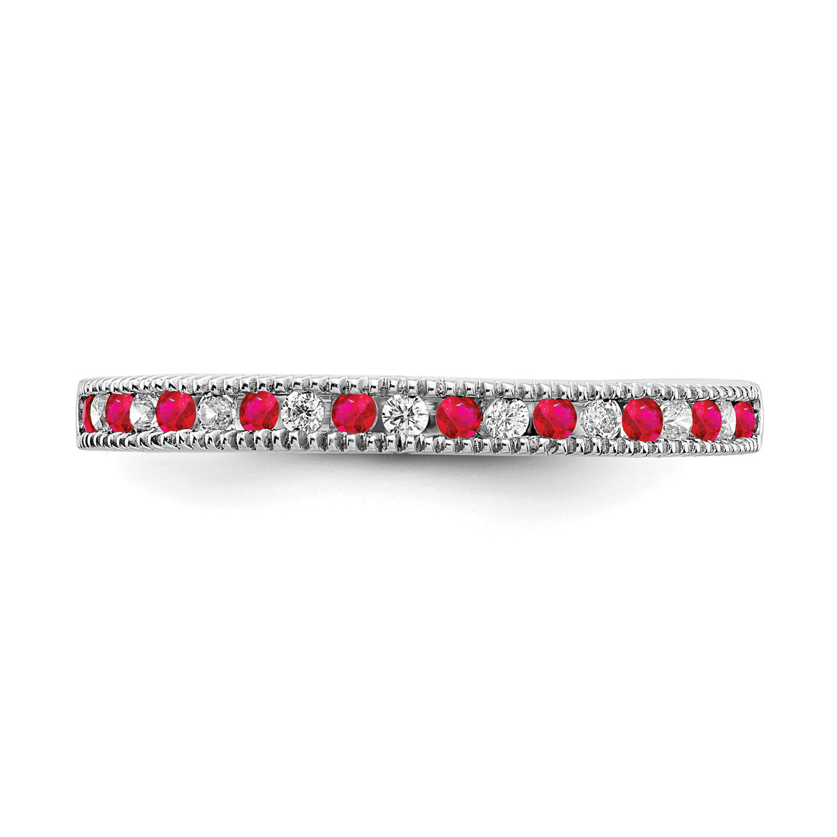 14k White Gold Ruby and Diamond Band-RM7245