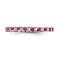 14k White Gold Ruby and Diamond Band-RM7245