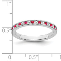 14k White Gold Ruby and Diamond Band-RM7245