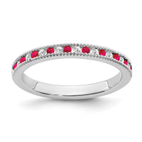 14k White Gold Ruby and Diamond Band-RM7245