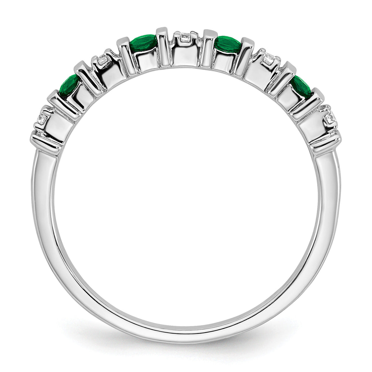 14k White Gold Emerald and Diamond Band-RM7246