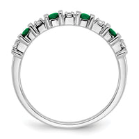 14k White Gold Emerald and Diamond Band-RM7246