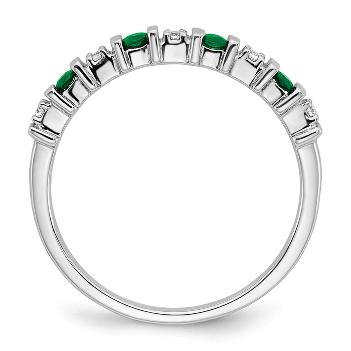 14k White Gold Emerald and Diamond Band-RM7246