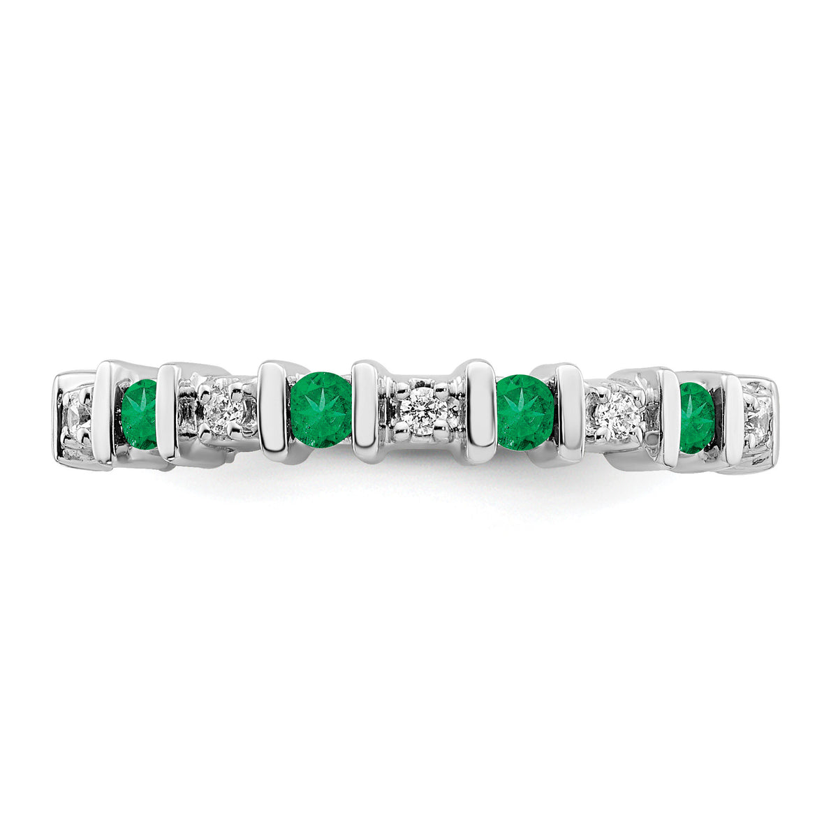 14k White Gold Emerald and Diamond Band-RM7246