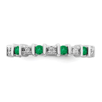 14k White Gold Emerald and Diamond Band-RM7246