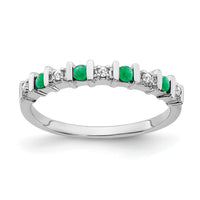 14k White Gold Emerald and Diamond Band-RM7246