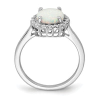 14k White Gold Created Opal and Diamond Halo Ring-RM7259