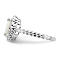 14k White Gold Created Opal and Diamond Halo Ring-RM7259