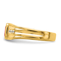 14k Created Ruby and Diamond Mens Ring-RM7306