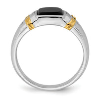 14k Two-tone Onyx and Diamond Mens Ring-RM7314