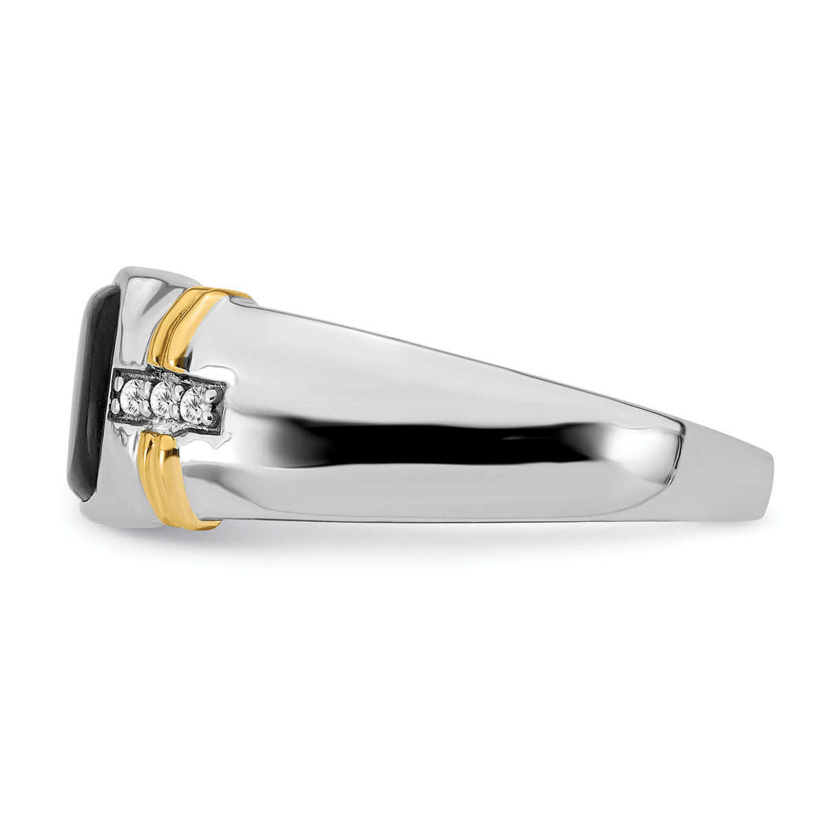 14k Two-tone Onyx and Diamond Mens Ring-RM7314