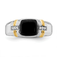 14k Two-tone Onyx and Diamond Mens Ring-RM7314