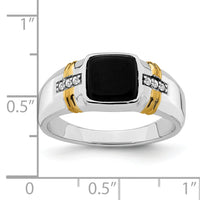 14k Two-tone Onyx and Diamond Mens Ring-RM7314