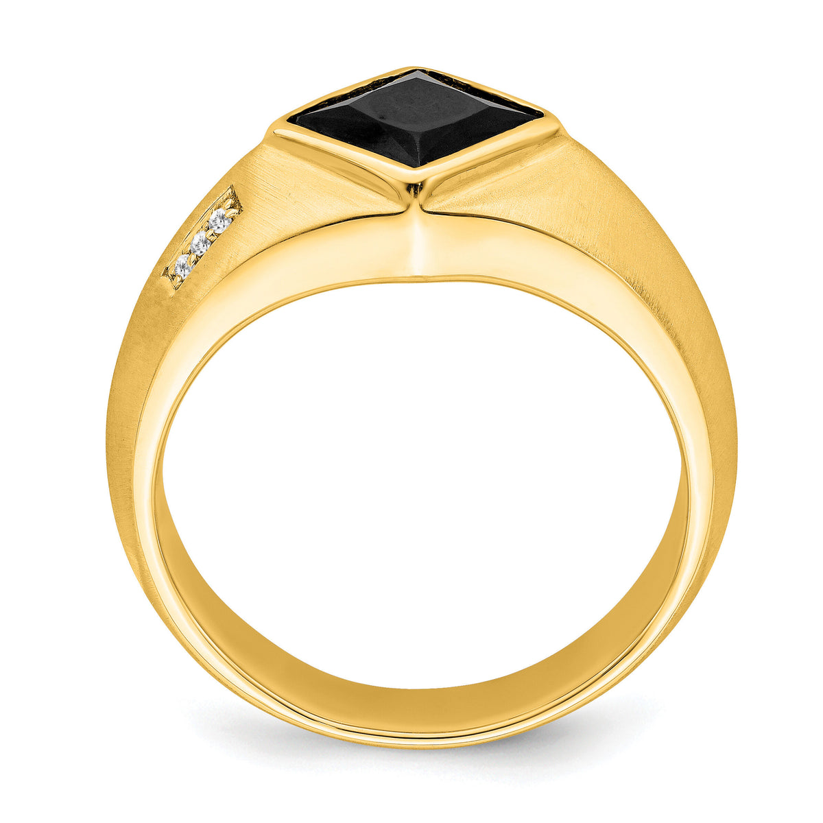 14k Onyx and Diamond Satin Mens Ring-RM7316