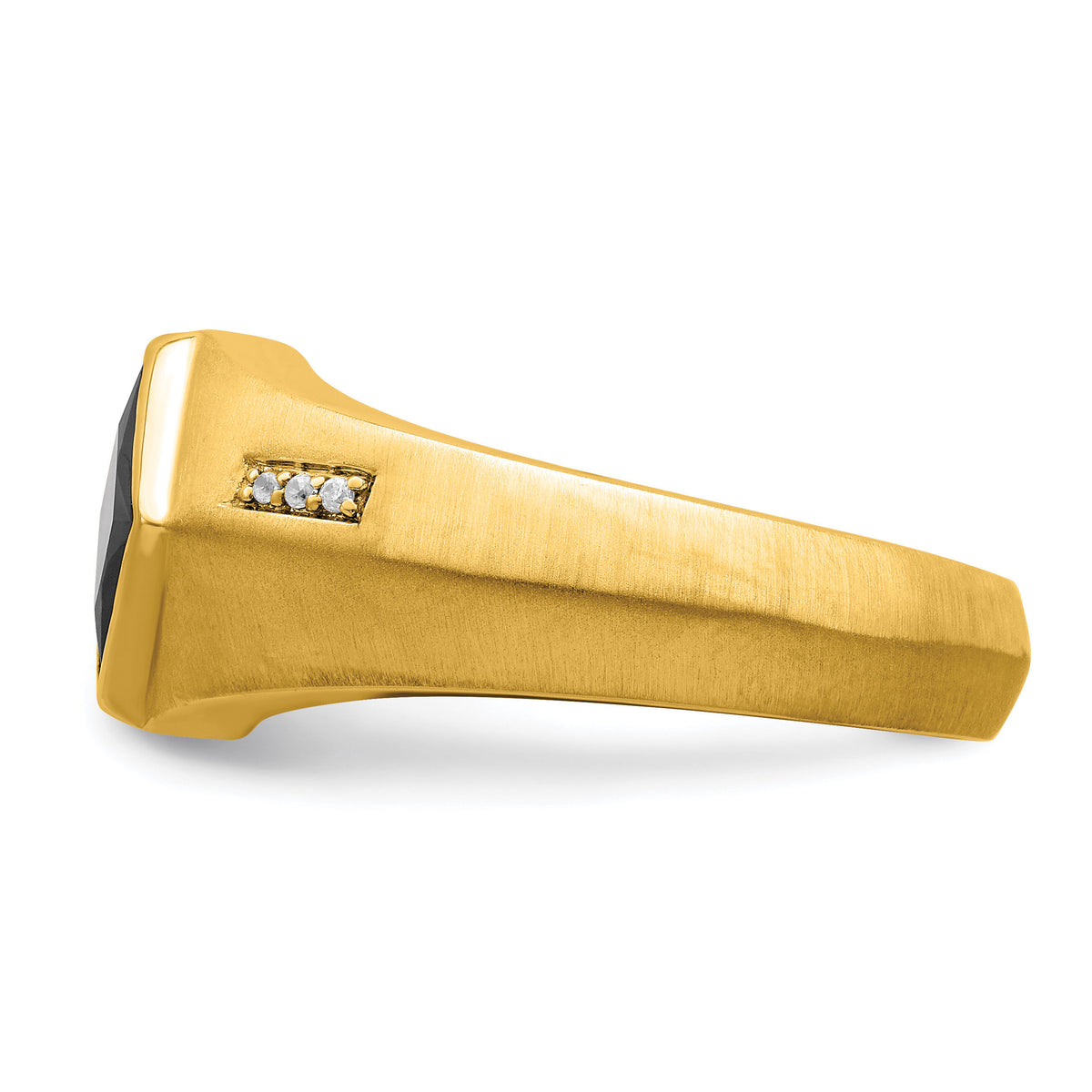14k Onyx and Diamond Satin Mens Ring-RM7316