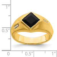 14k Onyx and Diamond Satin Mens Ring-RM7316