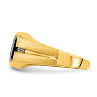 14k Onyx and Diamond Mens Ring-RM7324