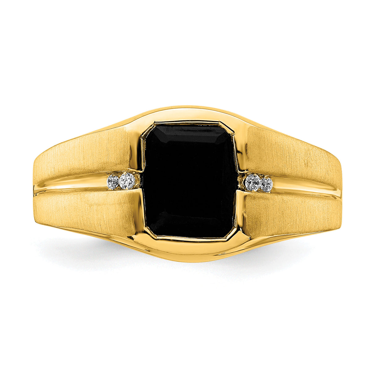 14k Onyx and Diamond Mens Ring-RM7324