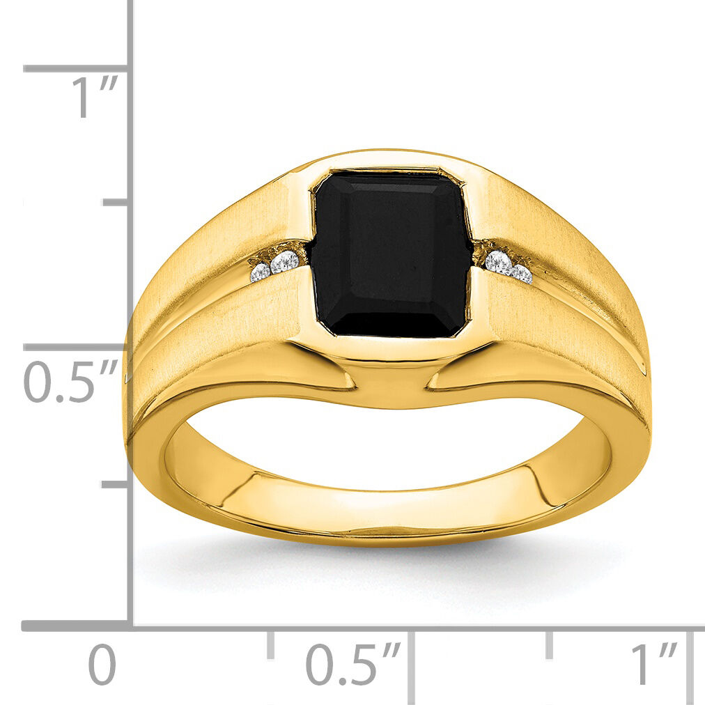 14k Onyx and Diamond Mens Ring-RM7324