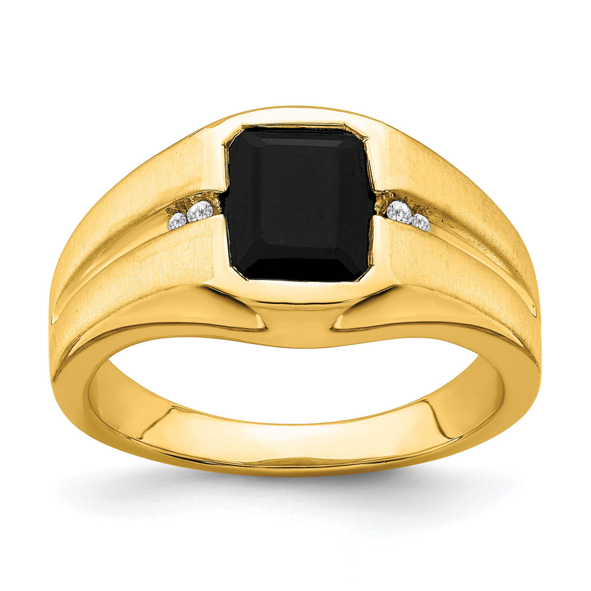 14k Onyx and Diamond Mens Ring-RM7324