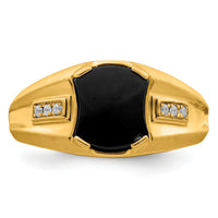 14k Onyx and Diamond Mens Ring-RM7327