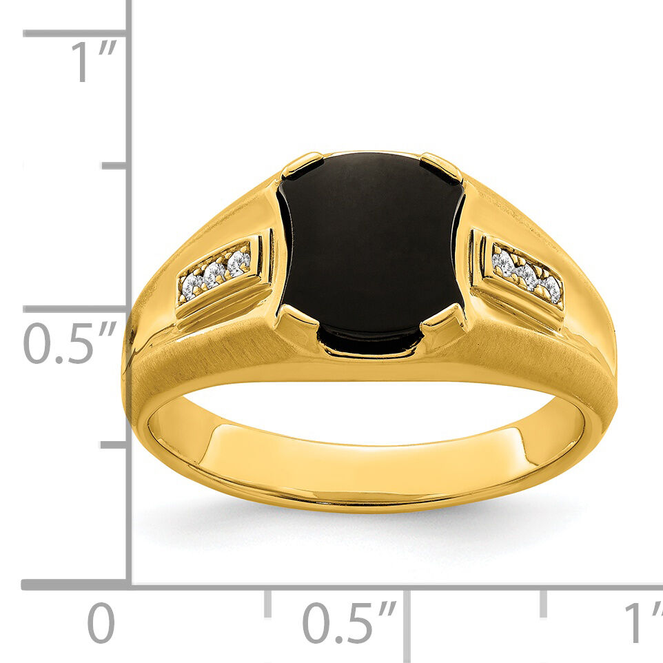 14k Onyx and Diamond Mens Ring-RM7327