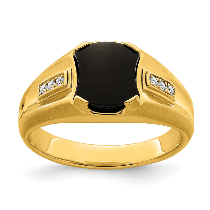 14k Onyx and Diamond Mens Ring-RM7327
