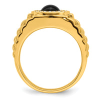 14k Onyx and Diamond Mens Ring-RM7329